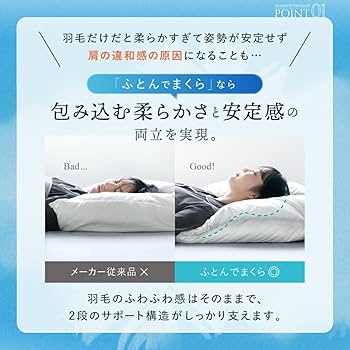 ふとんでまくら AZ-1755 ホワイトクリーム Amazon｜[SU-ZI] ふとんでまくら 満 みちる 羽毛枕 ダウンピロー